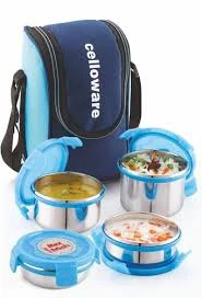 Cello Prime Steel 4 Bowl Lunch Box With Cover