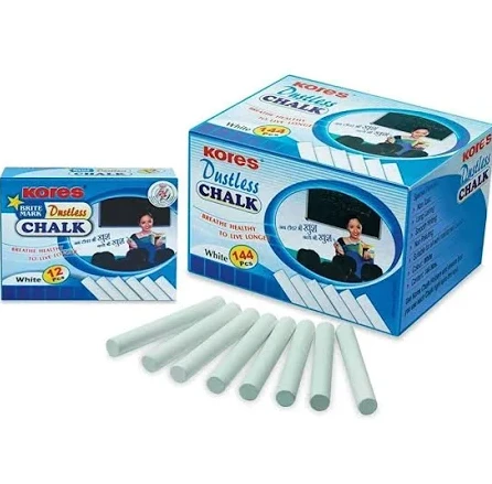 Kores White Chalk Dust Less Stick (144 Pcs in Box )