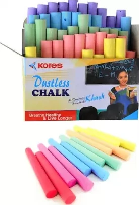 Kores Colourfull Dust Less Chalk Stick (144 Pcs In Box)